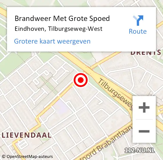 Locatie op kaart van de 112 melding: Brandweer Met Grote Spoed Naar Eindhoven, Tilburgseweg-West op 25 mei 2022 10:05