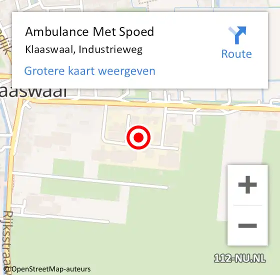 Locatie op kaart van de 112 melding: Ambulance Met Spoed Naar Klaaswaal, Industrieweg op 25 mei 2022 10:12