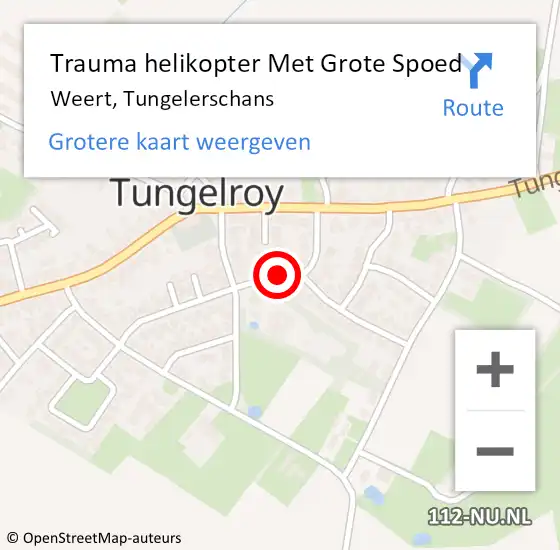 Locatie op kaart van de 112 melding: Trauma helikopter Met Grote Spoed Naar Weert, Tungelerschans op 25 mei 2022 10:50