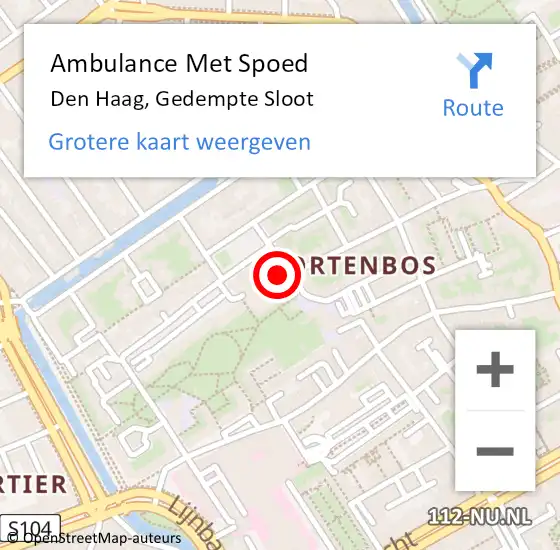 Locatie op kaart van de 112 melding: Ambulance Met Spoed Naar Den Haag, Gedempte Sloot op 25 mei 2022 11:03