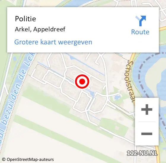 Locatie op kaart van de 112 melding: Politie Arkel, Appeldreef op 25 mei 2022 11:12