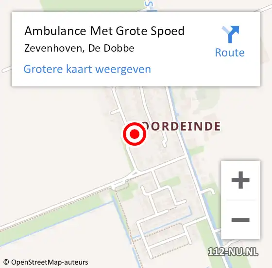 Locatie op kaart van de 112 melding: Ambulance Met Grote Spoed Naar Zevenhoven, De Dobbe op 25 mei 2022 11:12