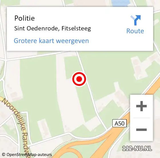 Locatie op kaart van de 112 melding: Politie Sint Oedenrode, Fitselsteeg op 25 mei 2022 11:33