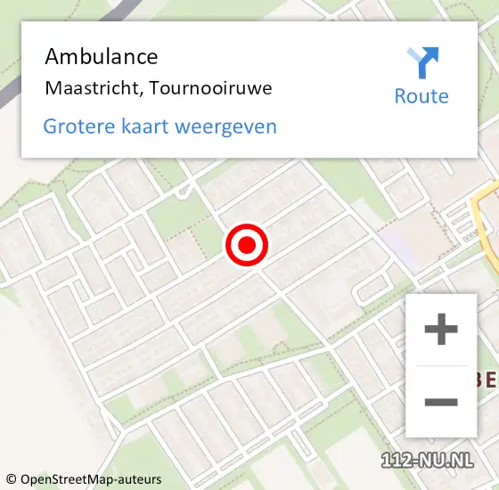 Locatie op kaart van de 112 melding: Ambulance Maastricht, Tournooiruwe op 18 juli 2014 11:21