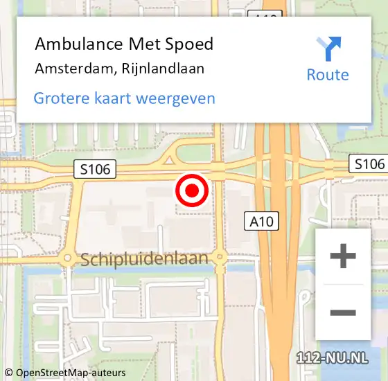 Locatie op kaart van de 112 melding: Ambulance Met Spoed Naar Amsterdam, Rijnlandlaan op 25 mei 2022 11:44
