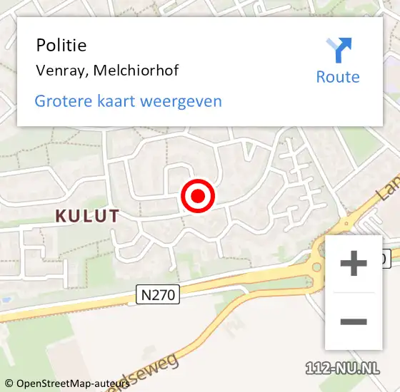 Locatie op kaart van de 112 melding: Politie Venray, Melchiorhof op 25 mei 2022 11:44