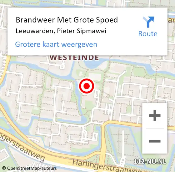 Locatie op kaart van de 112 melding: Brandweer Met Grote Spoed Naar Leeuwarden, Pieter Sipmawei op 25 mei 2022 11:54