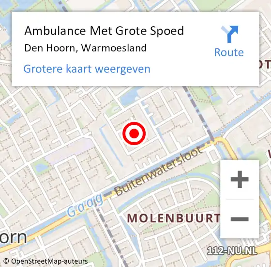 Locatie op kaart van de 112 melding: Ambulance Met Grote Spoed Naar Den Hoorn, Warmoesland op 25 mei 2022 11:57