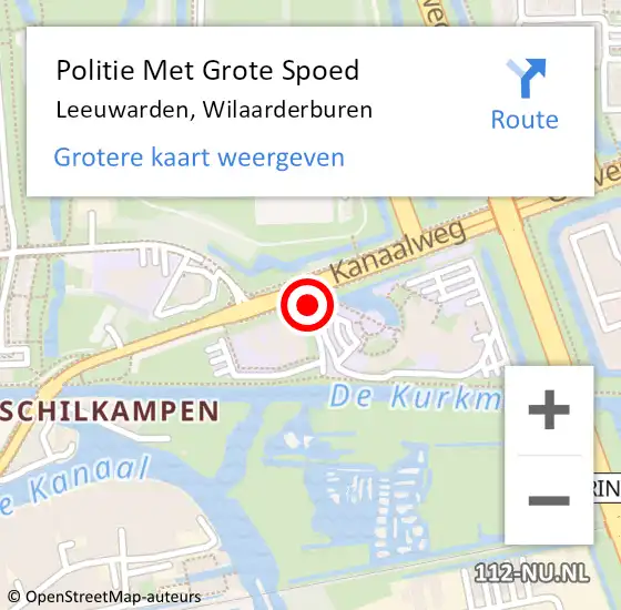 Locatie op kaart van de 112 melding: Politie Met Grote Spoed Naar Leeuwarden, Wilaarderburen op 25 mei 2022 12:05