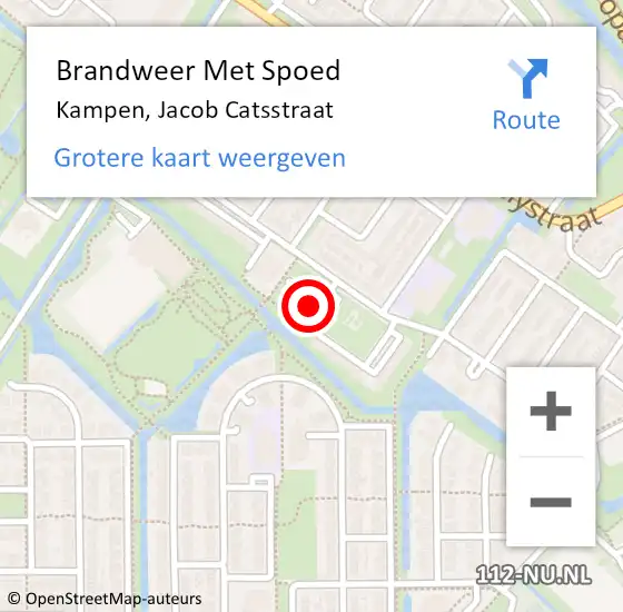 Locatie op kaart van de 112 melding: Brandweer Met Spoed Naar Kampen, Jacob Catsstraat op 25 mei 2022 12:12