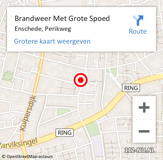 Locatie op kaart van de 112 melding: Brandweer Met Grote Spoed Naar Enschede, Perikweg op 25 mei 2022 12:14