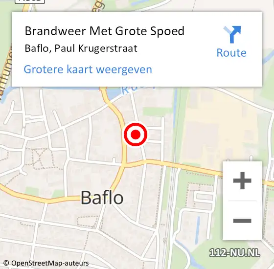 Locatie op kaart van de 112 melding: Brandweer Met Grote Spoed Naar Baflo, Paul Krugerstraat op 25 mei 2022 12:15