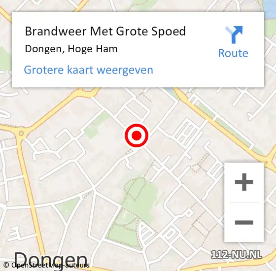 Locatie op kaart van de 112 melding: Brandweer Met Grote Spoed Naar Dongen, Hoge Ham op 25 mei 2022 13:01