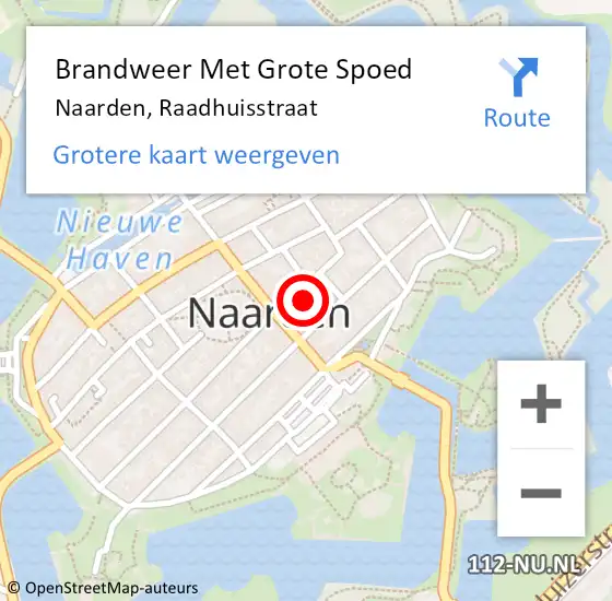 Locatie op kaart van de 112 melding: Brandweer Met Grote Spoed Naar Naarden, Raadhuisstraat op 25 mei 2022 13:23