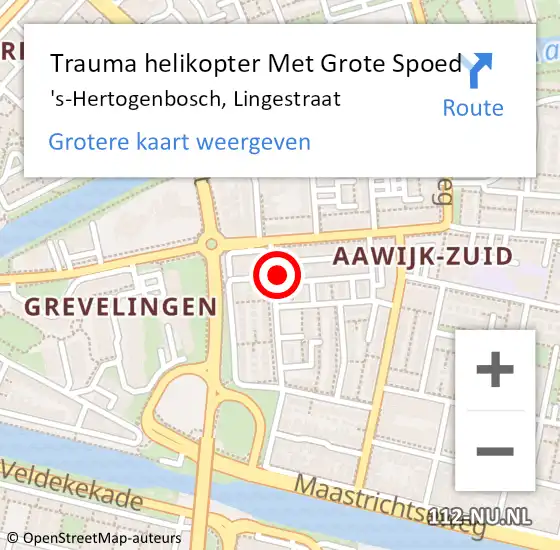 Locatie op kaart van de 112 melding: Trauma helikopter Met Grote Spoed Naar 's-Hertogenbosch, Lingestraat op 25 mei 2022 13:43