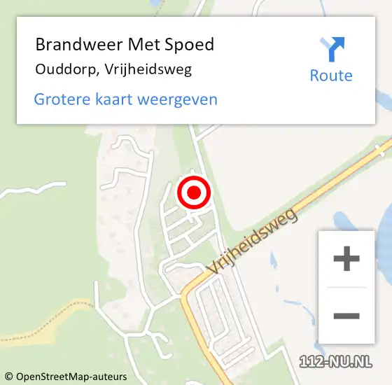 Locatie op kaart van de 112 melding: Brandweer Met Spoed Naar Ouddorp, Vrijheidsweg op 25 mei 2022 14:00