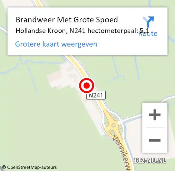 Locatie op kaart van de 112 melding: Brandweer Met Grote Spoed Naar Hollandse Kroon, N241 hectometerpaal: 5,1 op 25 mei 2022 14:31