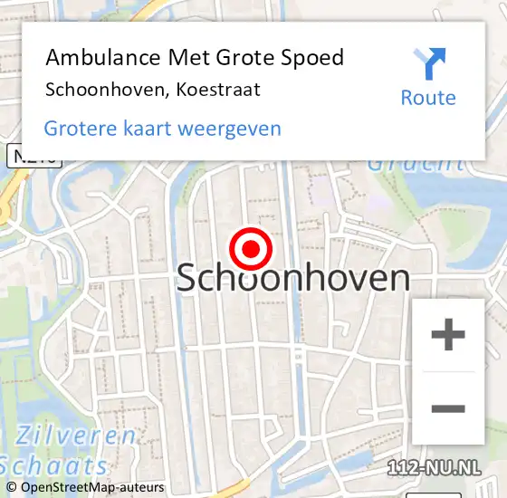 Locatie op kaart van de 112 melding: Ambulance Met Grote Spoed Naar Schoonhoven, Koestraat op 25 mei 2022 14:38