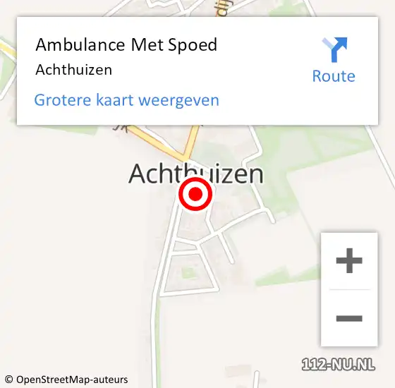 Locatie op kaart van de 112 melding: Ambulance Met Spoed Naar Achthuizen op 25 mei 2022 14:58