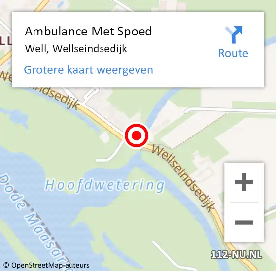 Locatie op kaart van de 112 melding: Ambulance Met Spoed Naar Well, Wellseindsedijk op 25 mei 2022 15:02