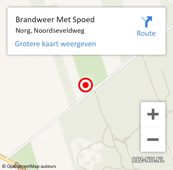 Locatie op kaart van de 112 melding: Brandweer Met Spoed Naar Norg, Noordseveldweg op 25 mei 2022 15:10