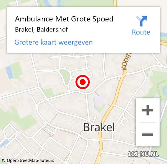 Locatie op kaart van de 112 melding: Ambulance Met Grote Spoed Naar Brakel, Baldershof op 25 mei 2022 15:16