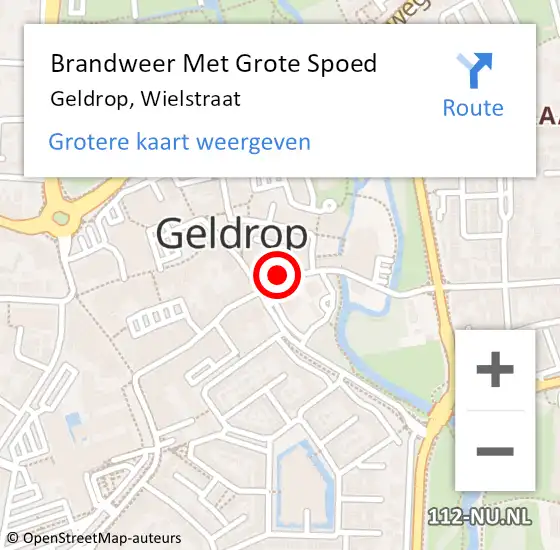 Locatie op kaart van de 112 melding: Brandweer Met Grote Spoed Naar Geldrop, Wielstraat op 25 mei 2022 15:33