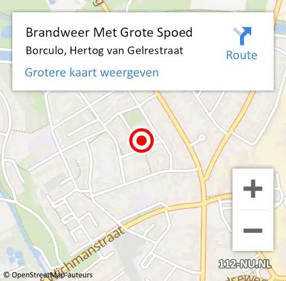 Locatie op kaart van de 112 melding: Brandweer Met Grote Spoed Naar Borculo, Hertog van Gelrestraat op 25 mei 2022 15:36