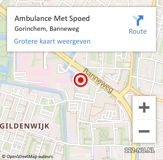 Locatie op kaart van de 112 melding: Ambulance Met Spoed Naar Gorinchem, Banneweg op 25 mei 2022 15:38