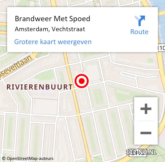 Locatie op kaart van de 112 melding: Brandweer Met Spoed Naar Amsterdam, Vechtstraat op 25 mei 2022 15:52