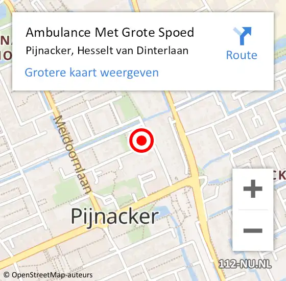 Locatie op kaart van de 112 melding: Ambulance Met Grote Spoed Naar Pijnacker, Hesselt van Dinterlaan op 25 mei 2022 16:31