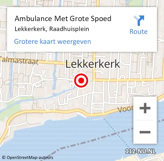 Locatie op kaart van de 112 melding: Ambulance Met Grote Spoed Naar Lekkerkerk, Raadhuisplein op 25 mei 2022 16:33