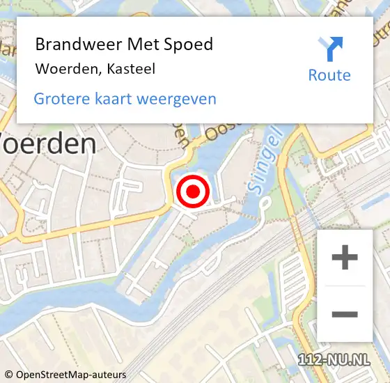 Locatie op kaart van de 112 melding: Brandweer Met Spoed Naar Woerden, Kasteel op 25 mei 2022 16:36