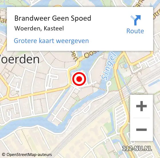 Locatie op kaart van de 112 melding: Brandweer Geen Spoed Naar Woerden, Kasteel op 25 mei 2022 16:38