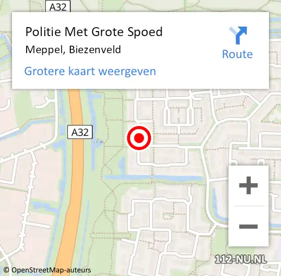 Locatie op kaart van de 112 melding: Politie Met Grote Spoed Naar Meppel, Biezenveld op 25 mei 2022 16:52