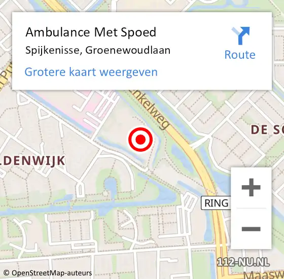 Locatie op kaart van de 112 melding: Ambulance Met Spoed Naar Spijkenisse, Groenewoudlaan op 25 mei 2022 17:08