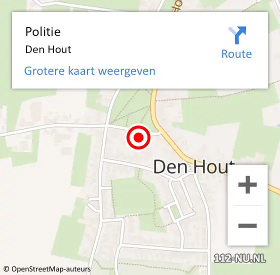 Locatie op kaart van de 112 melding: Politie Den Hout op 25 mei 2022 17:12