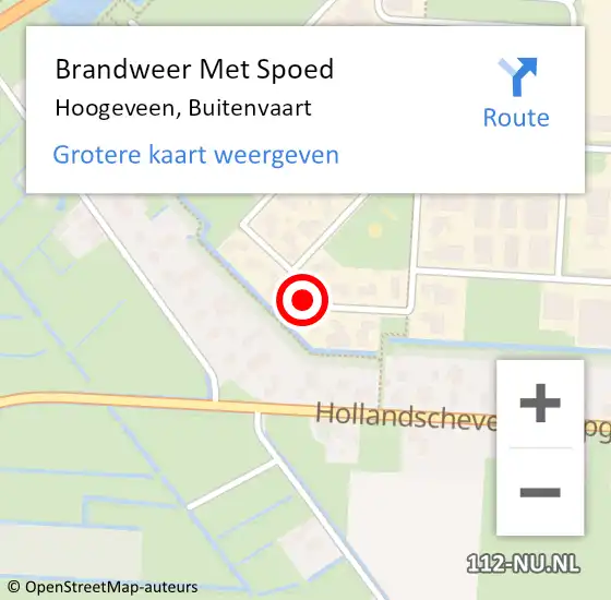 Locatie op kaart van de 112 melding: Brandweer Met Spoed Naar Hoogeveen, Buitenvaart op 25 mei 2022 17:16