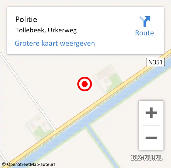 Locatie op kaart van de 112 melding: Politie Tollebeek, Urkerweg op 25 mei 2022 17:35