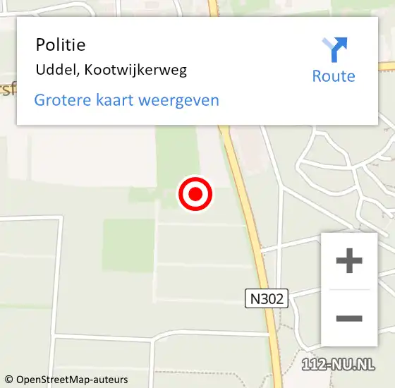 Locatie op kaart van de 112 melding: Politie Uddel, Kootwijkerweg op 25 mei 2022 17:40