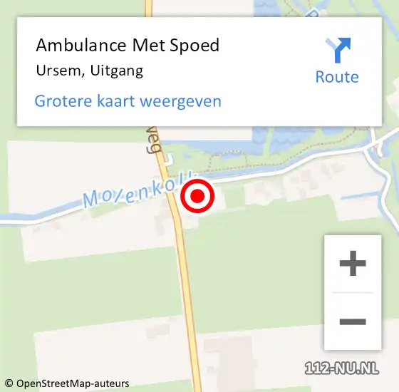 Locatie op kaart van de 112 melding: Ambulance Met Spoed Naar Ursem, Uitgang op 25 mei 2022 17:42