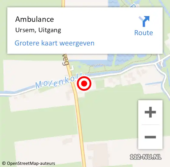 Locatie op kaart van de 112 melding: Ambulance Ursem, Uitgang op 25 mei 2022 17:44