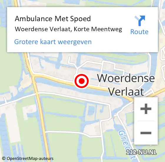 Locatie op kaart van de 112 melding: Ambulance Met Spoed Naar Woerdense Verlaat, Korte Meentweg op 25 mei 2022 18:11