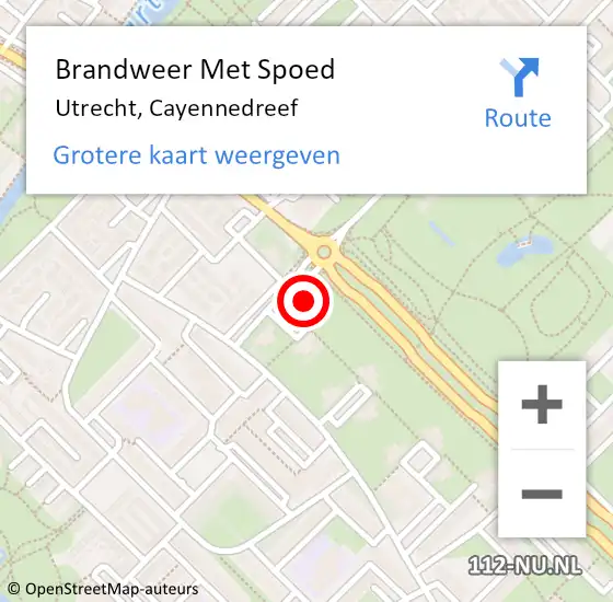 Locatie op kaart van de 112 melding: Brandweer Met Spoed Naar Utrecht, Cayennedreef op 25 mei 2022 18:36