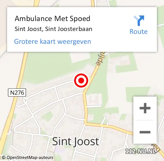 Locatie op kaart van de 112 melding: Ambulance Met Spoed Naar Sint Joost, Sint Joosterbaan op 18 juli 2014 11:56