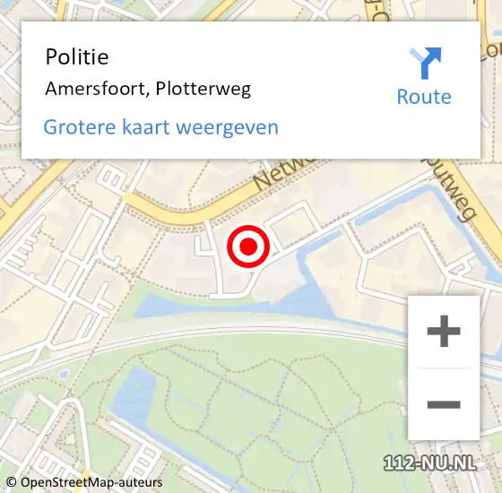 Locatie op kaart van de 112 melding: Politie Amersfoort, Plotterweg op 25 mei 2022 19:10