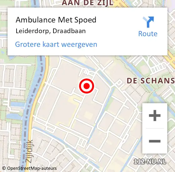 Locatie op kaart van de 112 melding: Ambulance Met Spoed Naar Leiderdorp, Draadbaan op 25 mei 2022 19:15