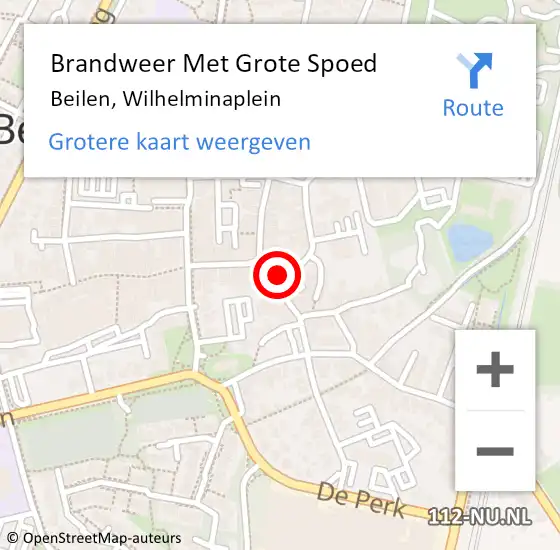 Locatie op kaart van de 112 melding: Brandweer Met Grote Spoed Naar Beilen, Wilhelminaplein op 25 mei 2022 19:24