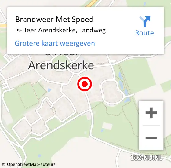 Locatie op kaart van de 112 melding: Brandweer Met Spoed Naar 's-Heer Arendskerke, Landweg op 25 mei 2022 20:07