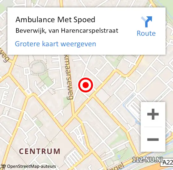 Locatie op kaart van de 112 melding: Ambulance Met Spoed Naar Beverwijk, van Harencarspelstraat op 25 mei 2022 20:08